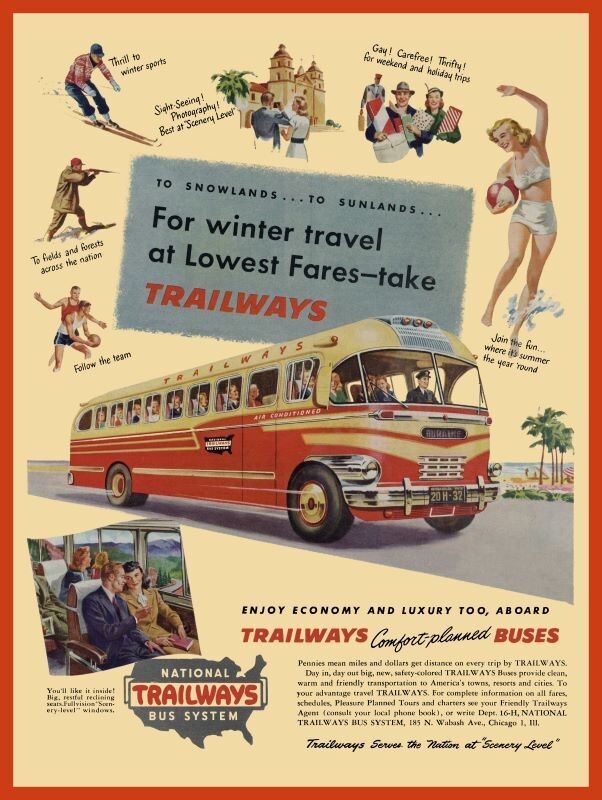 National Trailways Bus Line, System NEW METAL SIGN: 12 x 16″ and Free Shipping