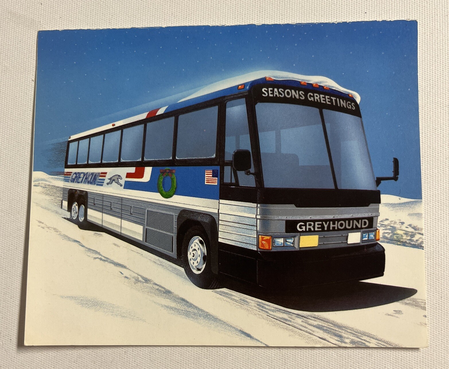 Vintage 1987 Greyhound Bus Line Christmas Coupon Card Promo Unused