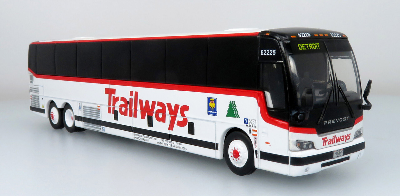 Trailways Prevost X-345 Bus Adirondack Transit Lines 1/87 Scale Iconic Replicas