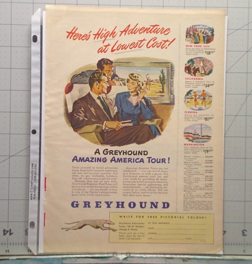 Greyhound Amazing America Bus Tour 1950 Trade Print Magazine Ad Poster
