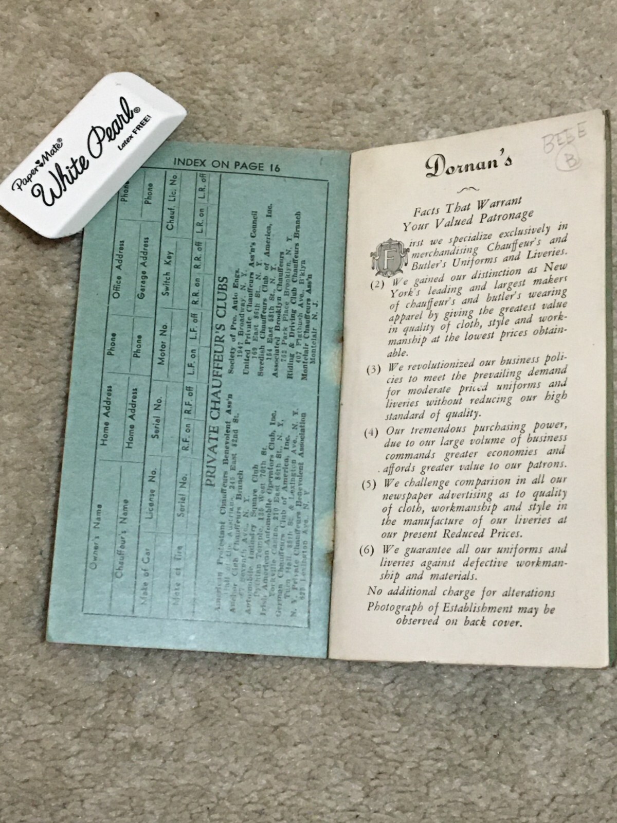 Vntg 1933 Dornan Co Chauffers’ & Butlers’ Uniforms Maker, NYC Guide to Stores +