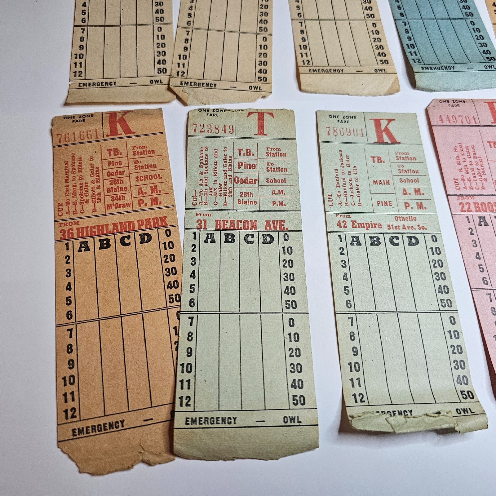 1950s SEATTLE TRANSIT SYSTEM TICKET CARD LOT BUS TROLLEY DRIVER MOTOR COACH FARE