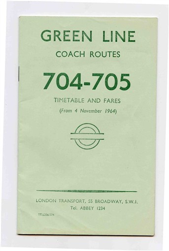 Green Line Coach Routes London Transport Timetable & Fares Booklet 1964