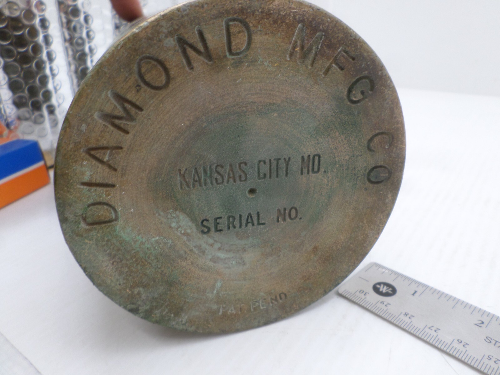 Vintage Diamond Mfg Brass Fare Box Money Vault Cylindrical 9″ X 4-3/4″ #03 DART