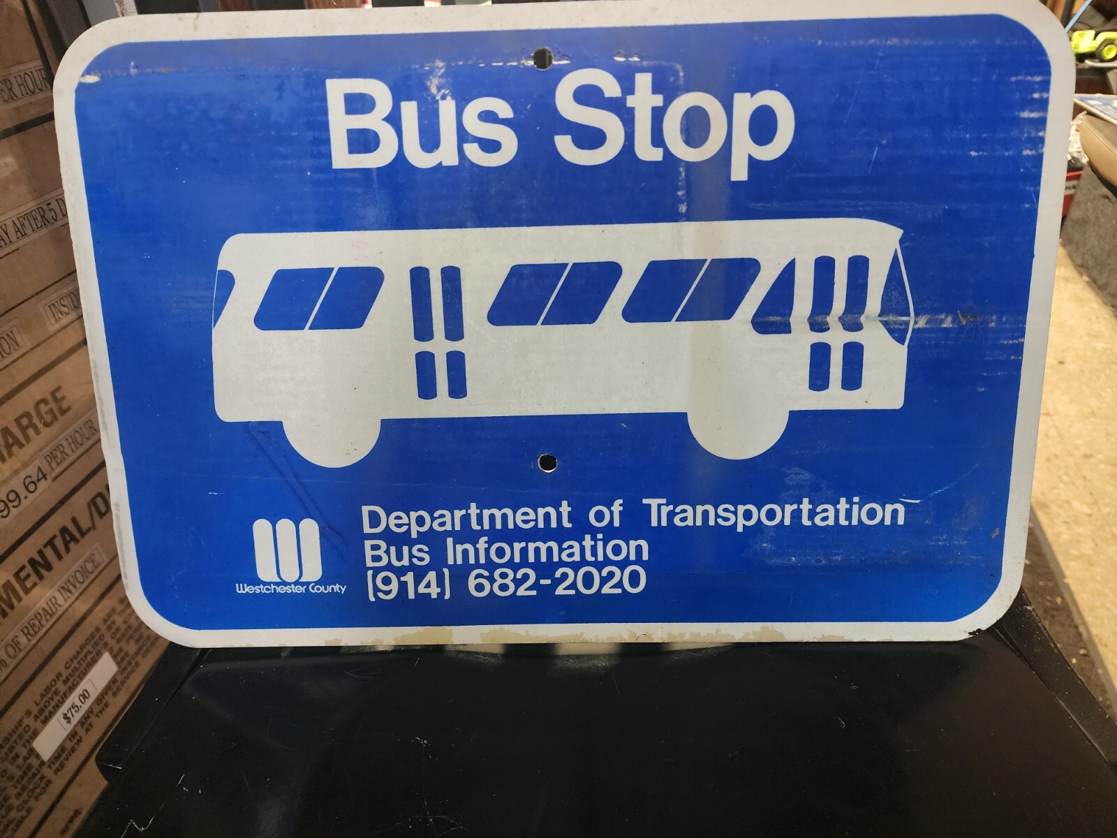 Vintage Westchester county /NYC Bus stop sign DOT Metal