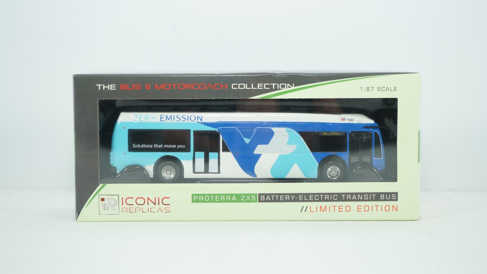 Iconic Replicas 1:87 Scale Proterra ZX5 Santa Clara Valley Bus 87-0311 NEW B8