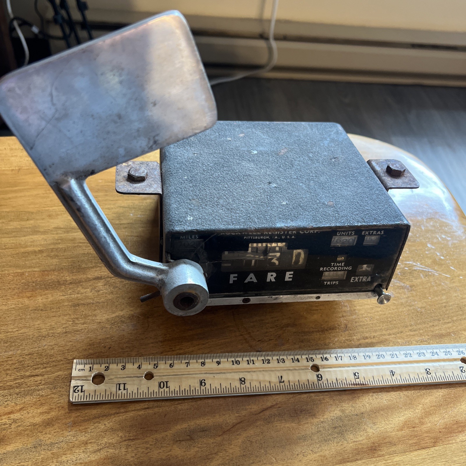 Vtg. Taxi Rate Milage Meter Rockwell Corp. Fare Pittsburgh PA ( not tested )