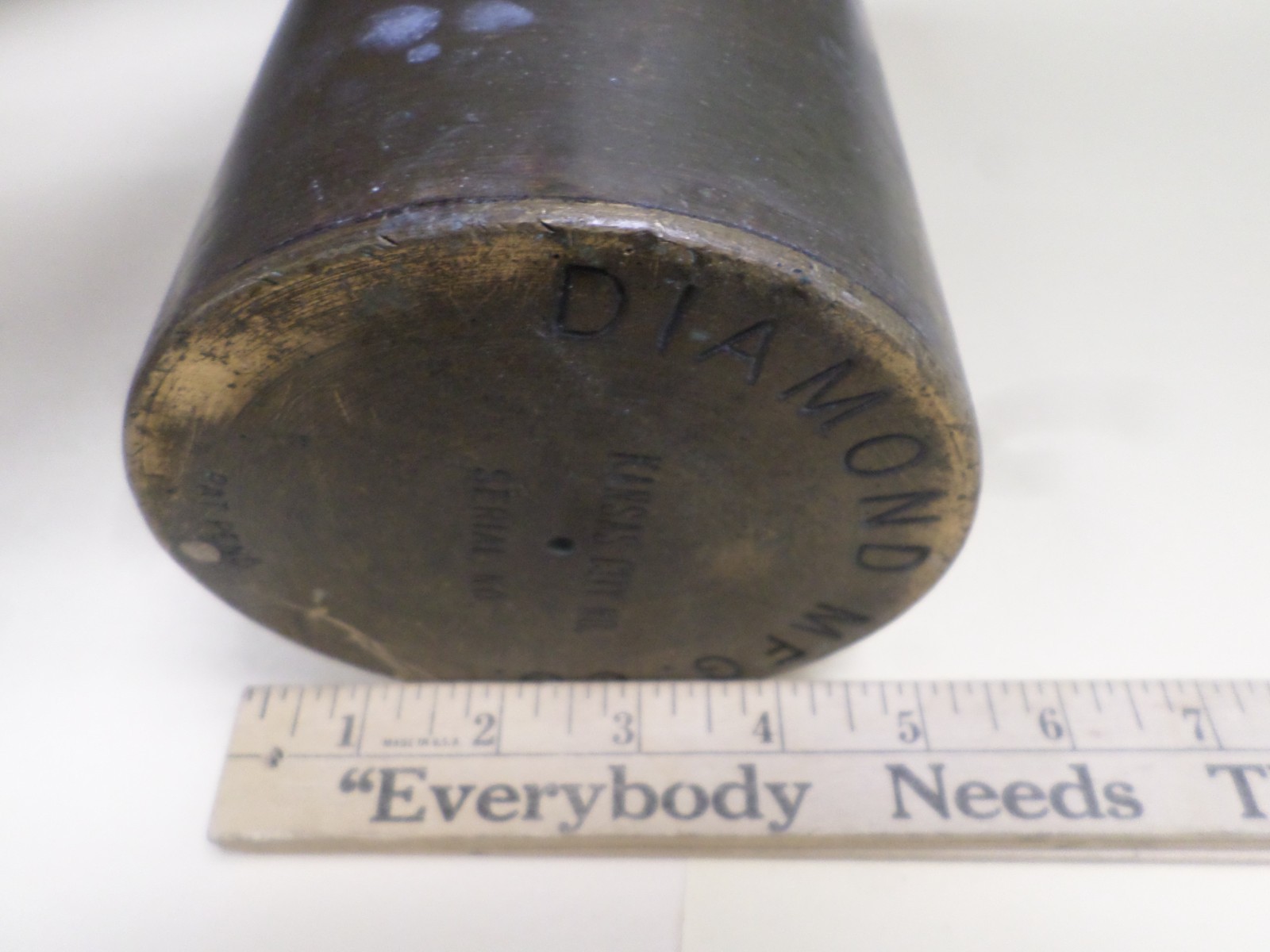 Vintage Diamond Mfg Brass Fare Box Money Vault Cylindrical 9″ X 4-3/4″ #85