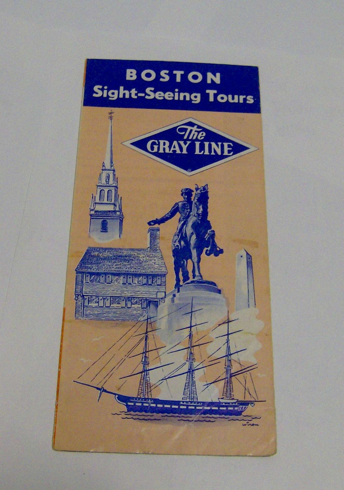 vintage 1960s GREY LINE TOURS Boston MA bus schedule 1967 travel brochure POSTER