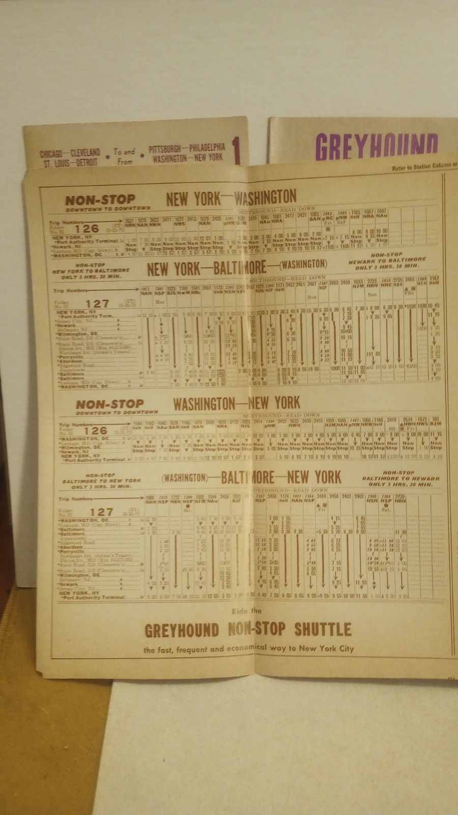 3 Vintage 1968, 1969 & 1970 Greyhound Bus Eastern Timetables