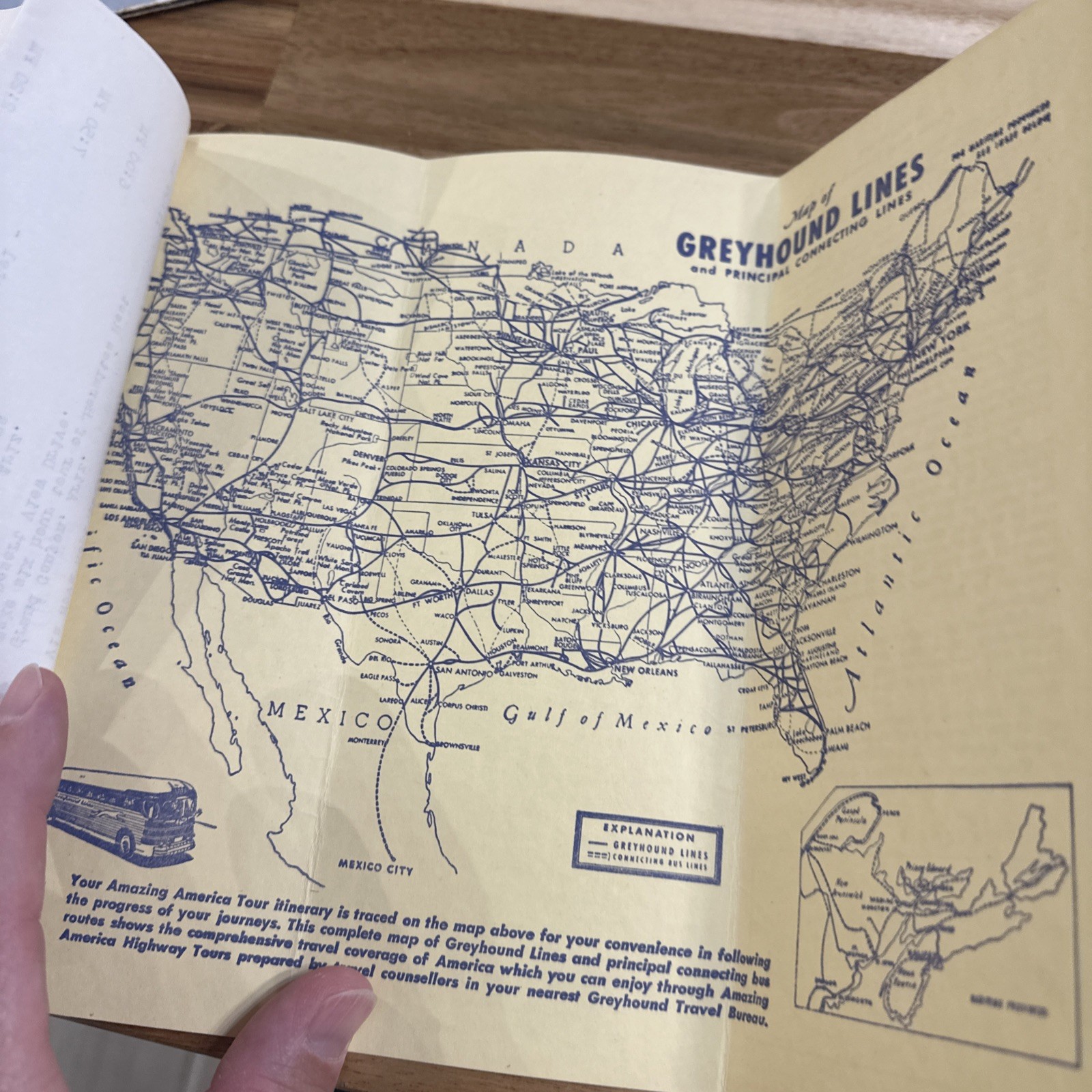 Vintage Greyhound Bus Tour Itinerary Map Ephemera paper North Miami Beach