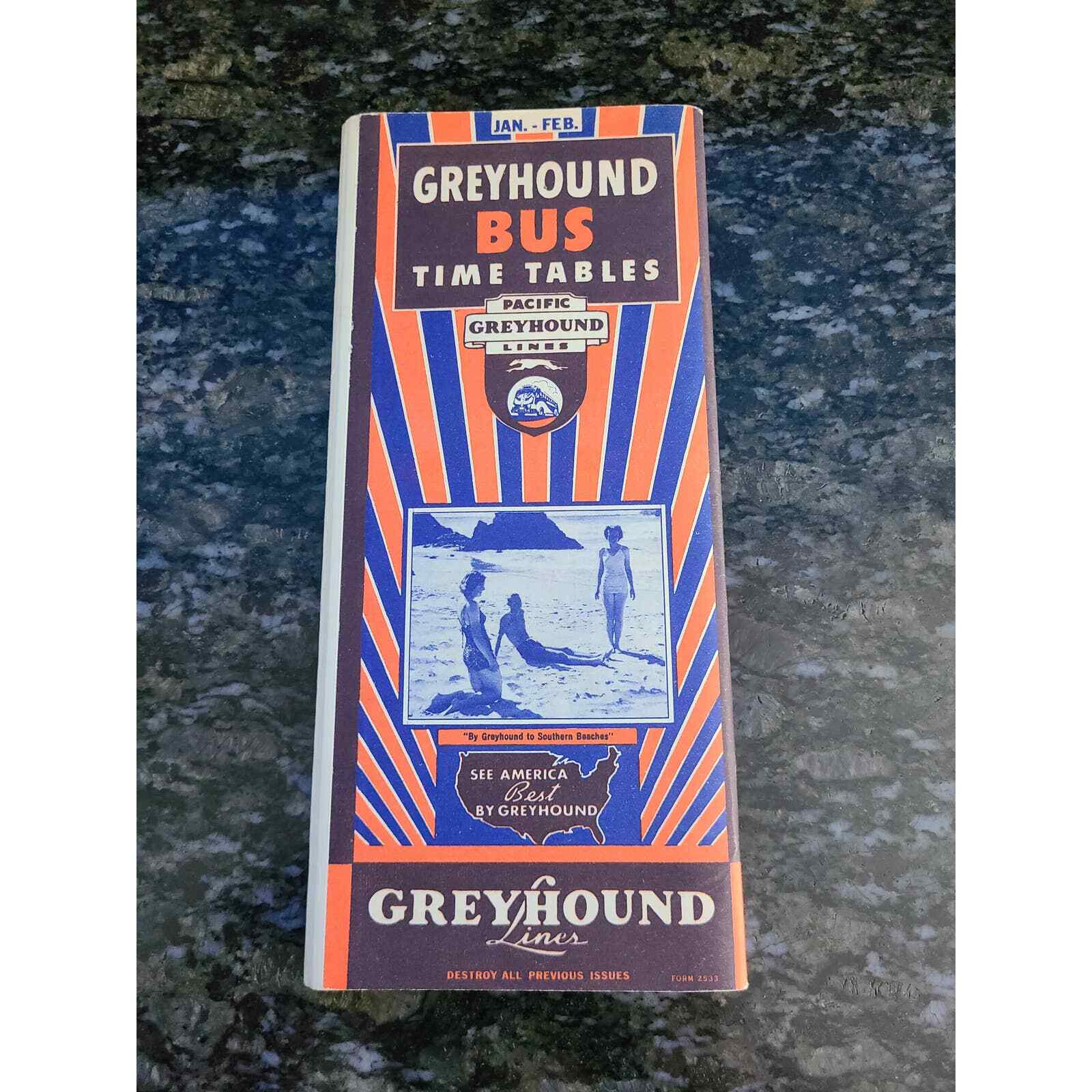 Greyhound Bus Time Tables Schedule Jan – Feb 1939 (99) (VG)