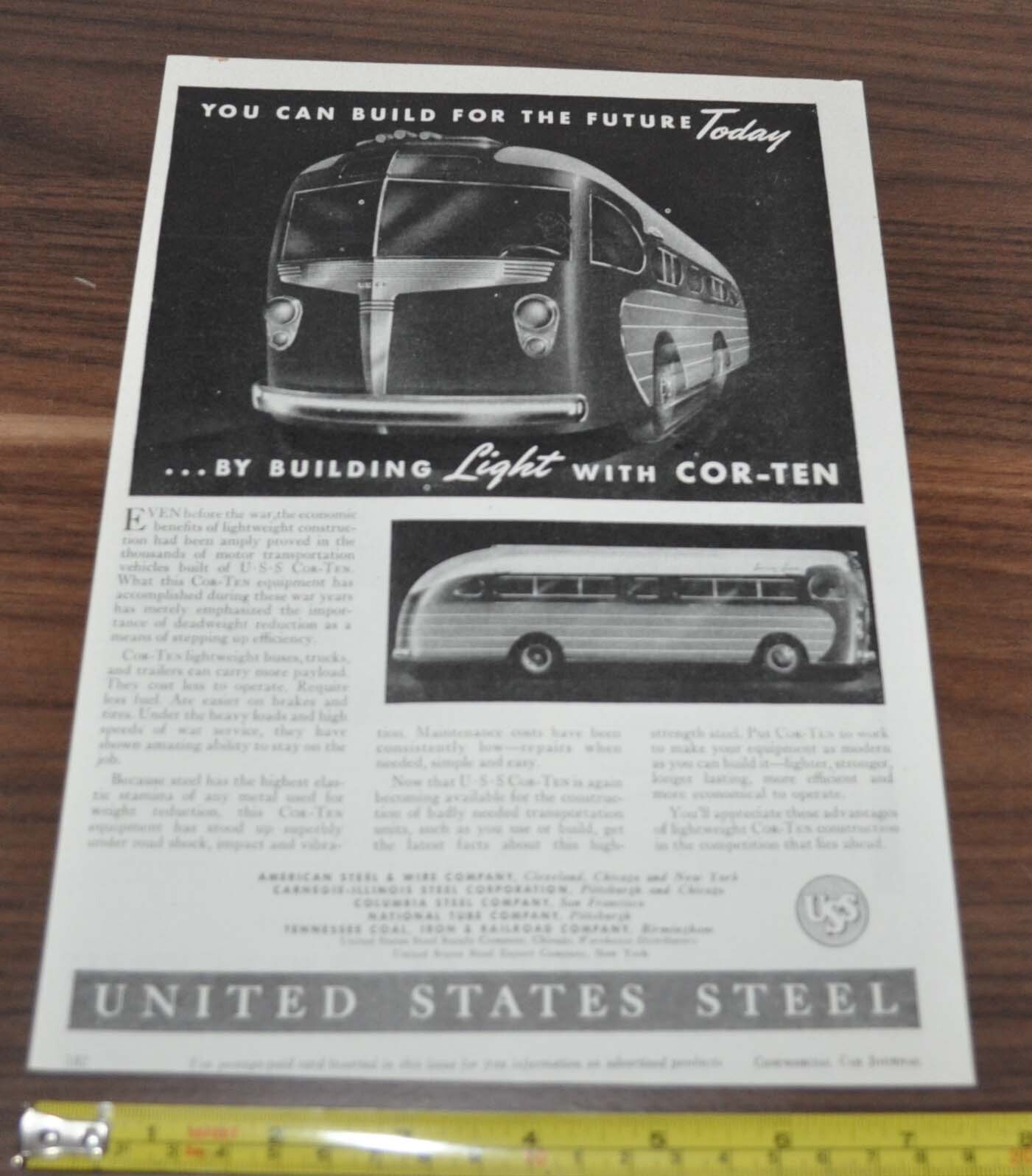 1944 United States Steel Beck Bus Ad Magazine General Electric