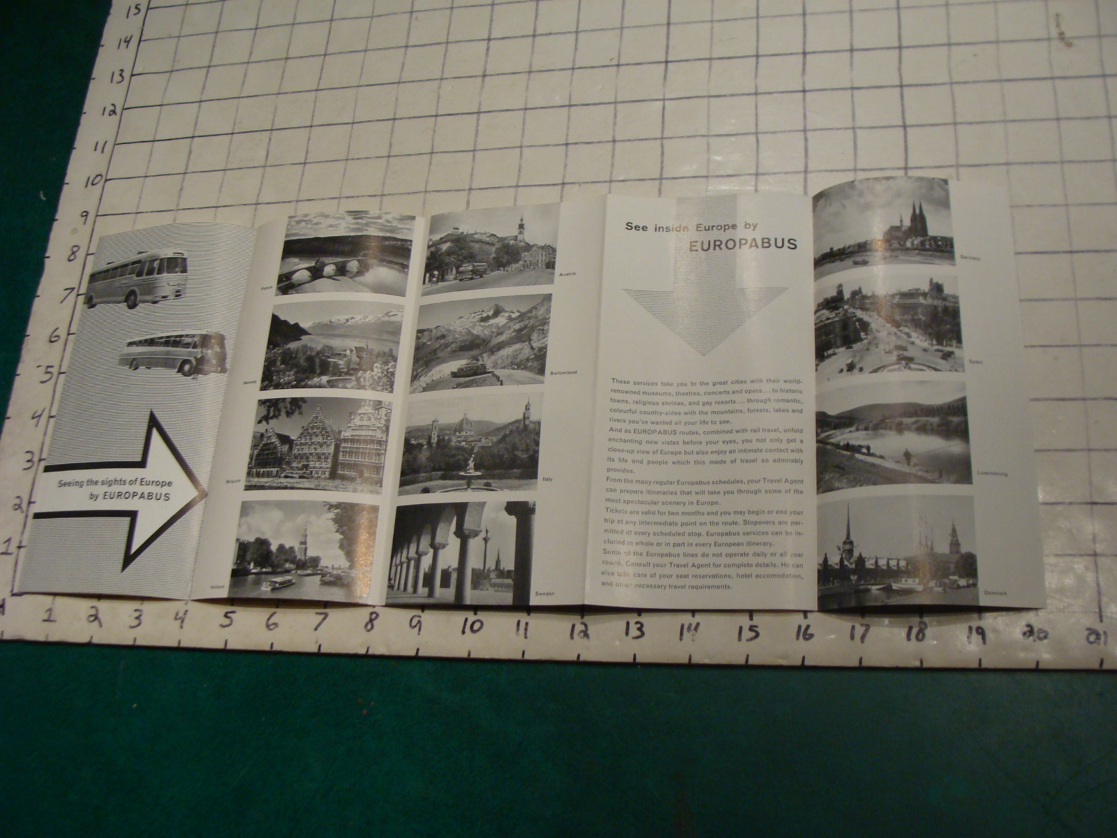 GREAT VINTAGE brochure: EUROPA BUS 1954 bus lines of european railroads