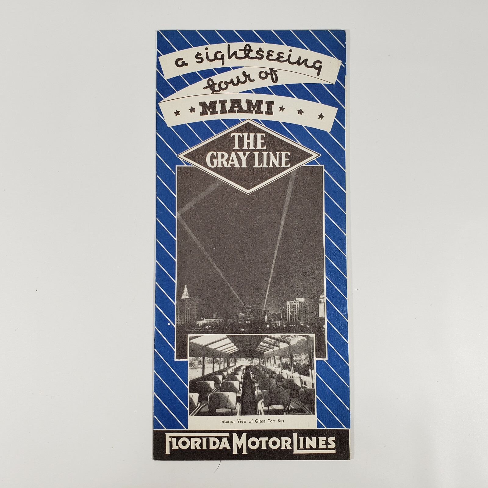 1940s Florida Motor Lines Travel Brochure Miami Palm Beach Bus Tours Gray Line