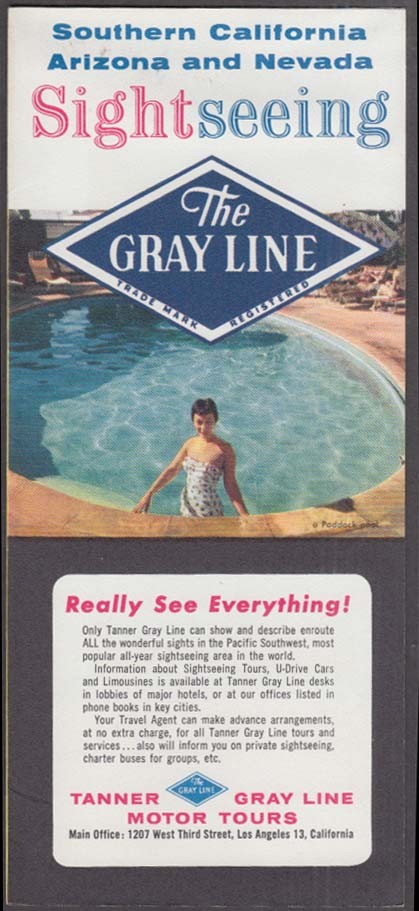 Gray Bus Line folder Southern California AZ & NV Disneyland 1955