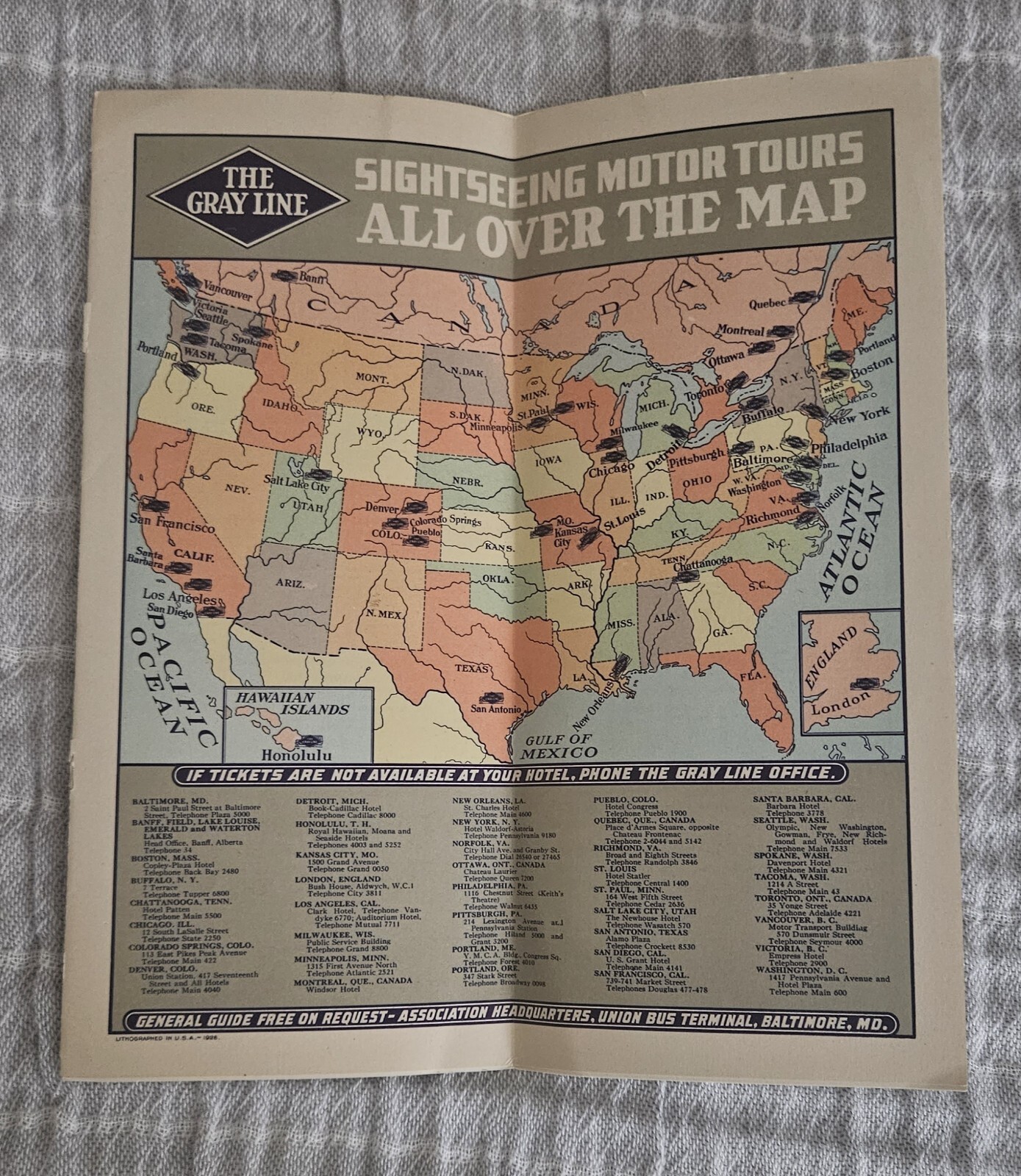 1920s Gray Line Bus Denver Brochure VG++
