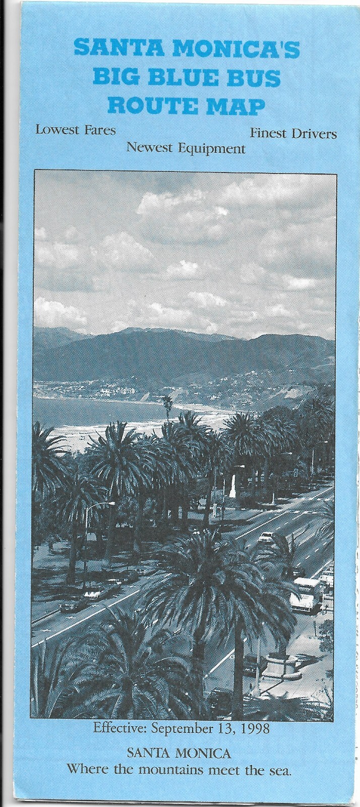 Santa Monica Big Blue Bus Route Map (1998) Los Angeles Area California CA LA