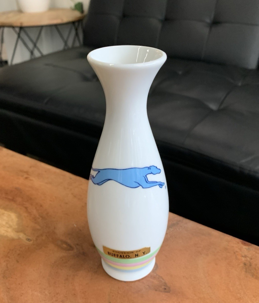 Vintage Greyhound Bus Lines Ceramic Bud Vase Souvenir Made in Japan by Smiles