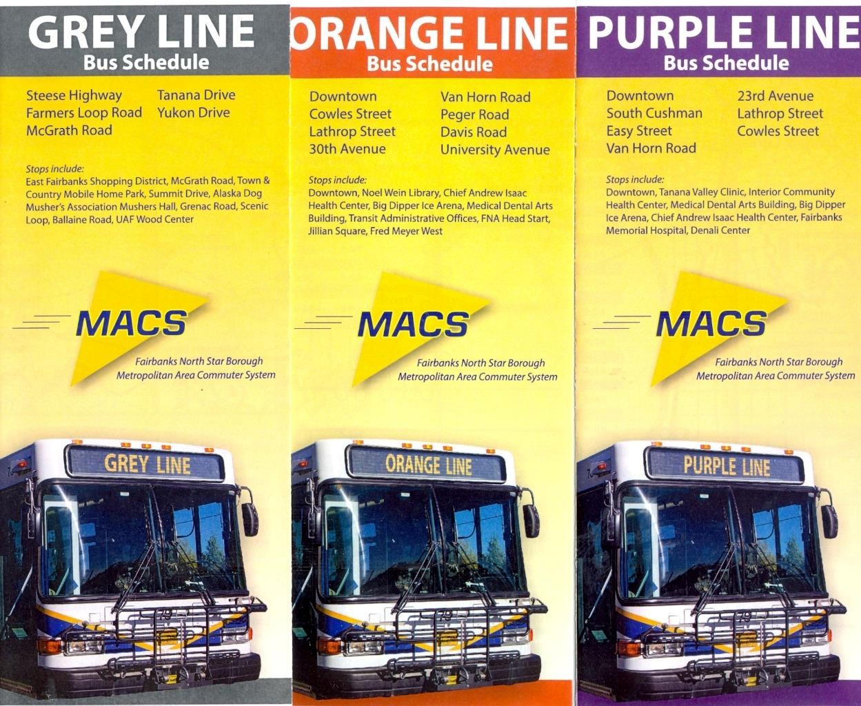 Fairbanks, Alaska – LOT of 9 bus schedules and token