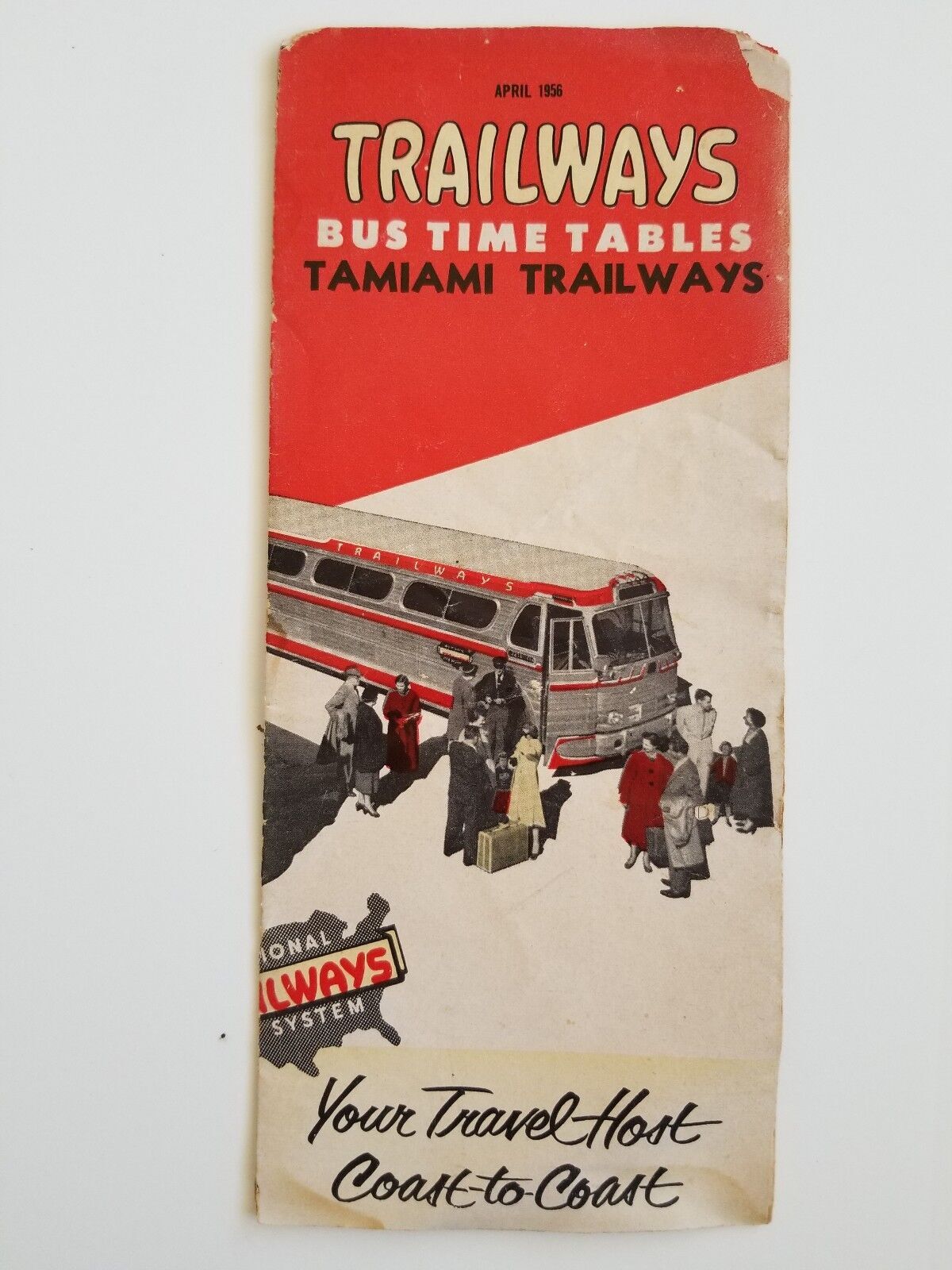 Trailways Tamiami Bus TimeTables 1956 Florida Map Advertisement