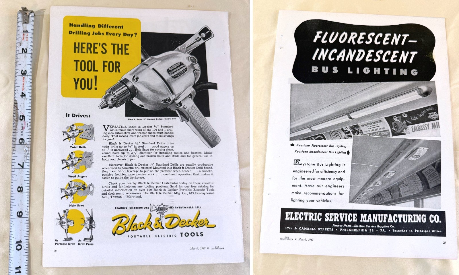 vtg BUS print ad Black & Decker 1/2″ Standard Drill advertisement March 1947