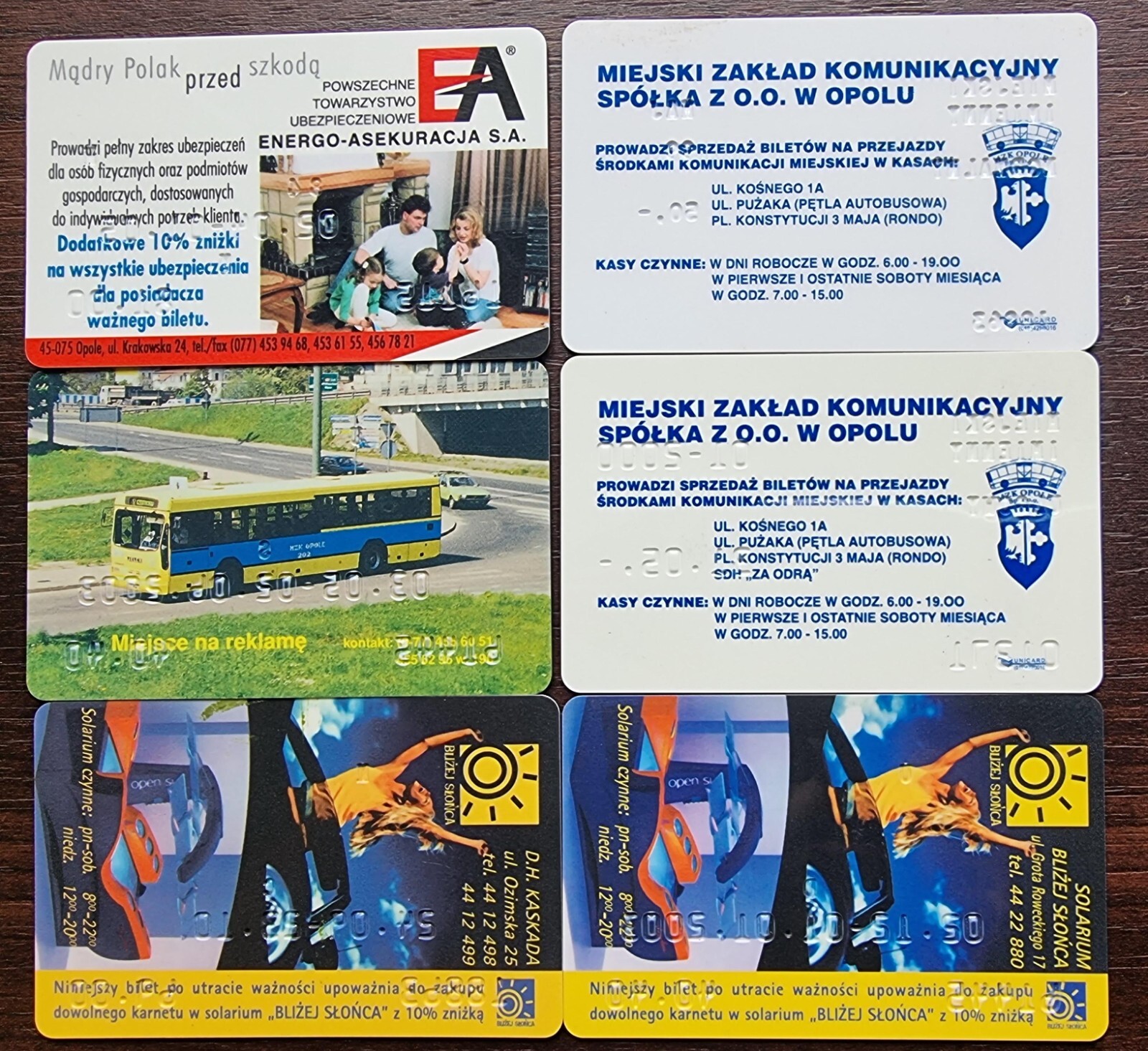 6 monthly bus tickets / plastic cards from Opole (Poland) each other!