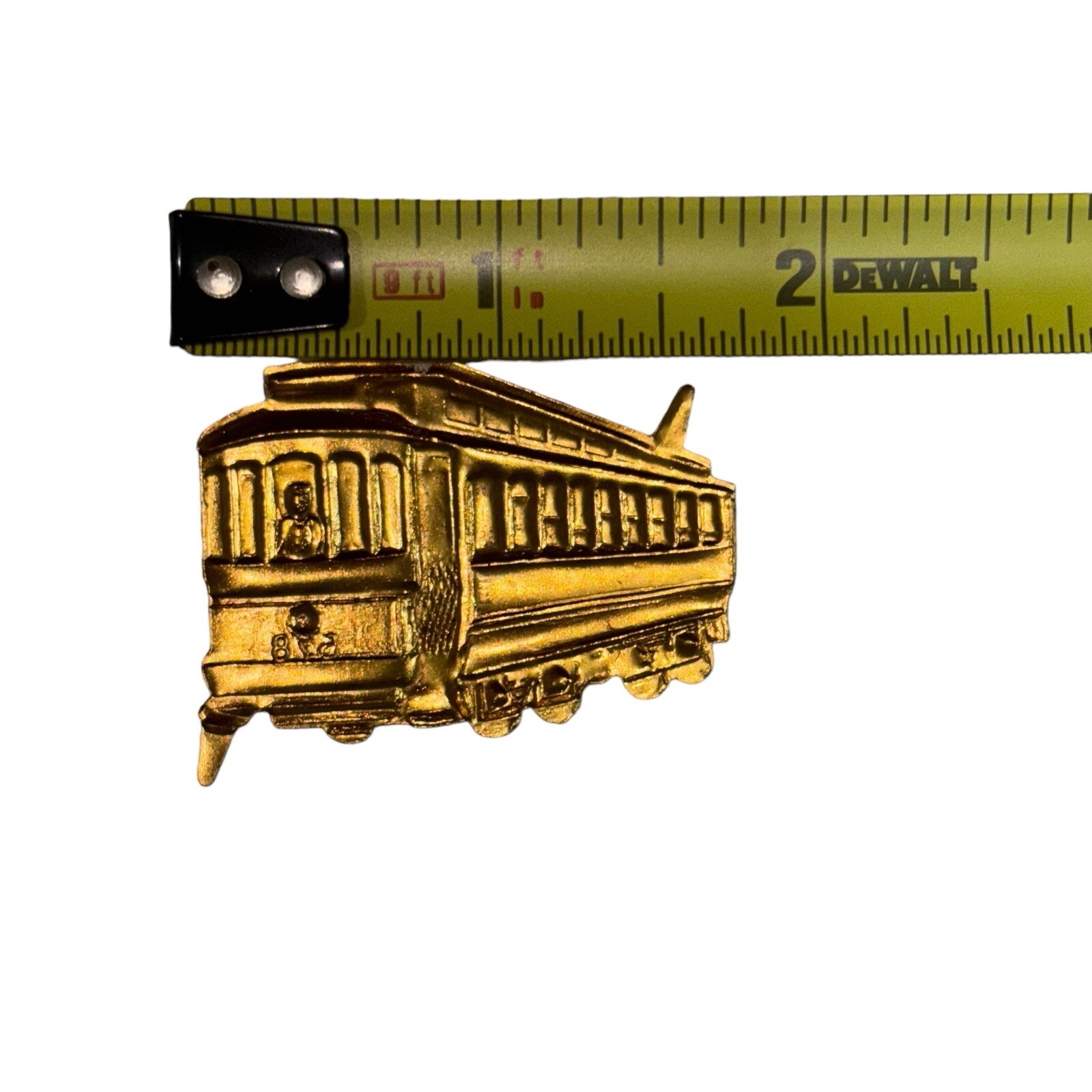 VTG Antique 1910s Transit Bus Gold Advertising Tab Pin Emblem Attachment