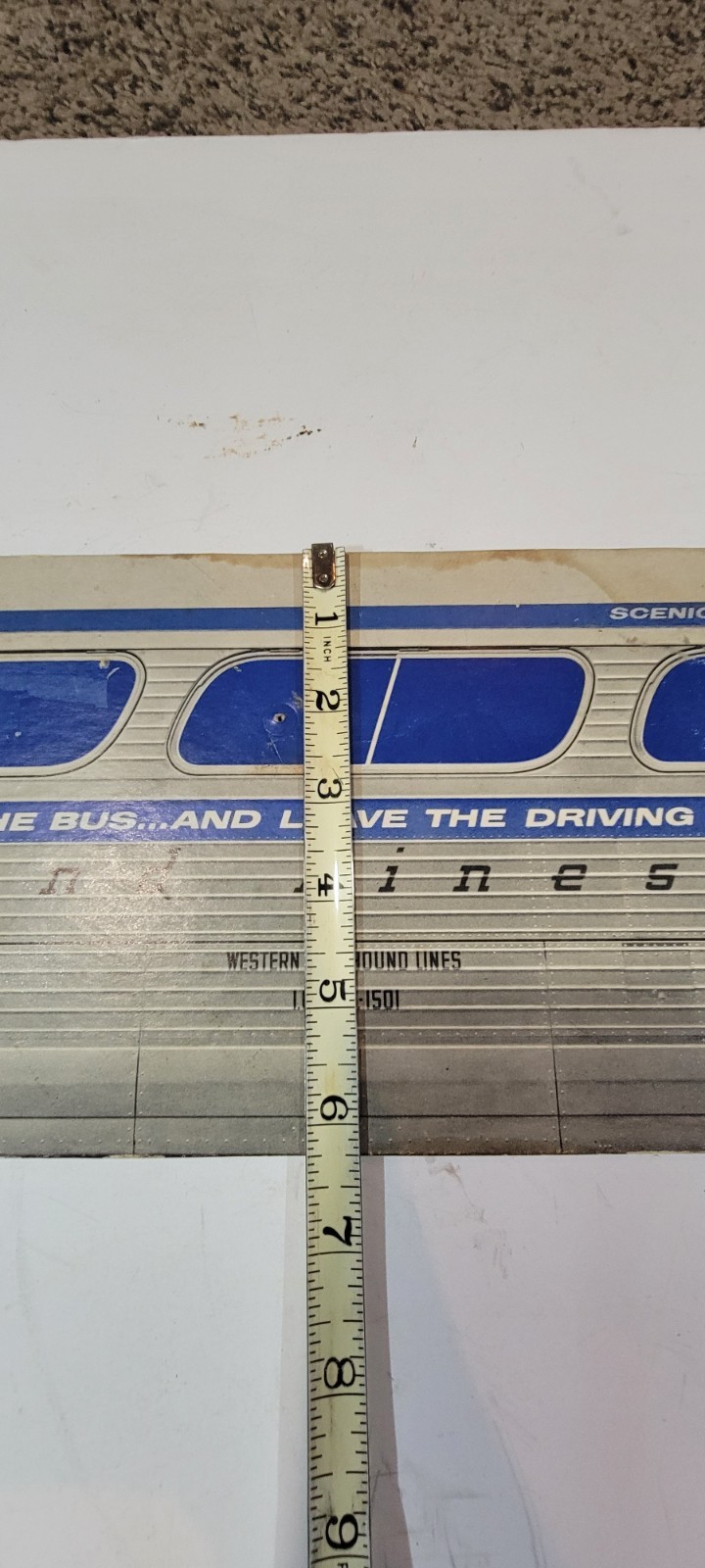 Vintage Western Greyhound Bus Advertisement CARDBOARD STANDUP Suncruiser Service