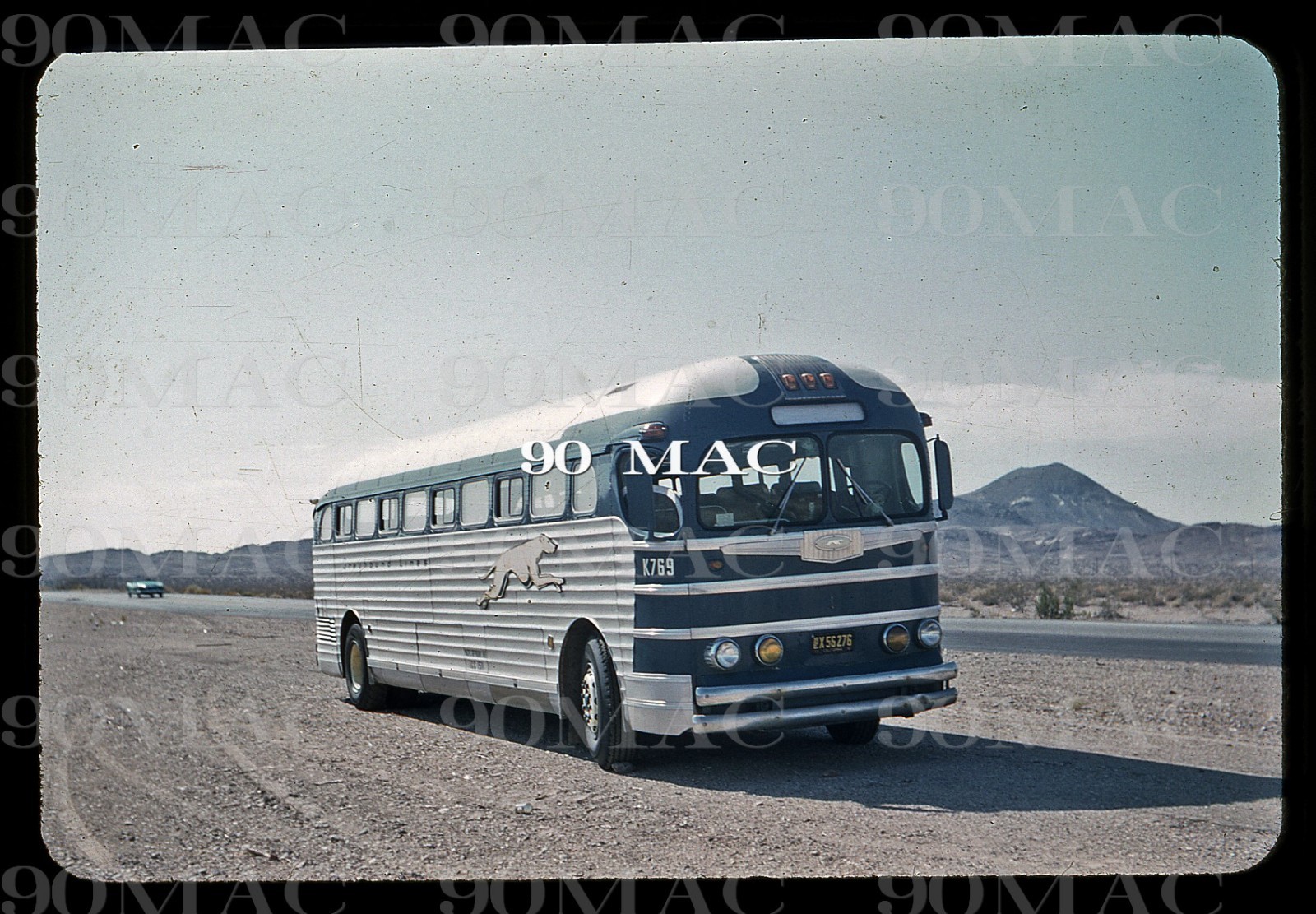 GREYHOUND LINES. GM COACH BUS K769. Original Slide 1950. SILVERSIDES!