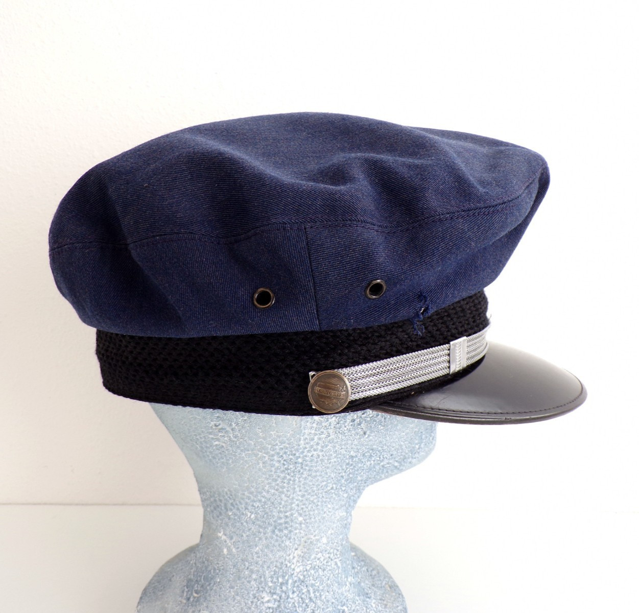 Vintage NATIONAL TRAILWAYS Bus Drivers’ HAT CAP Evergreen Line BADGE Original