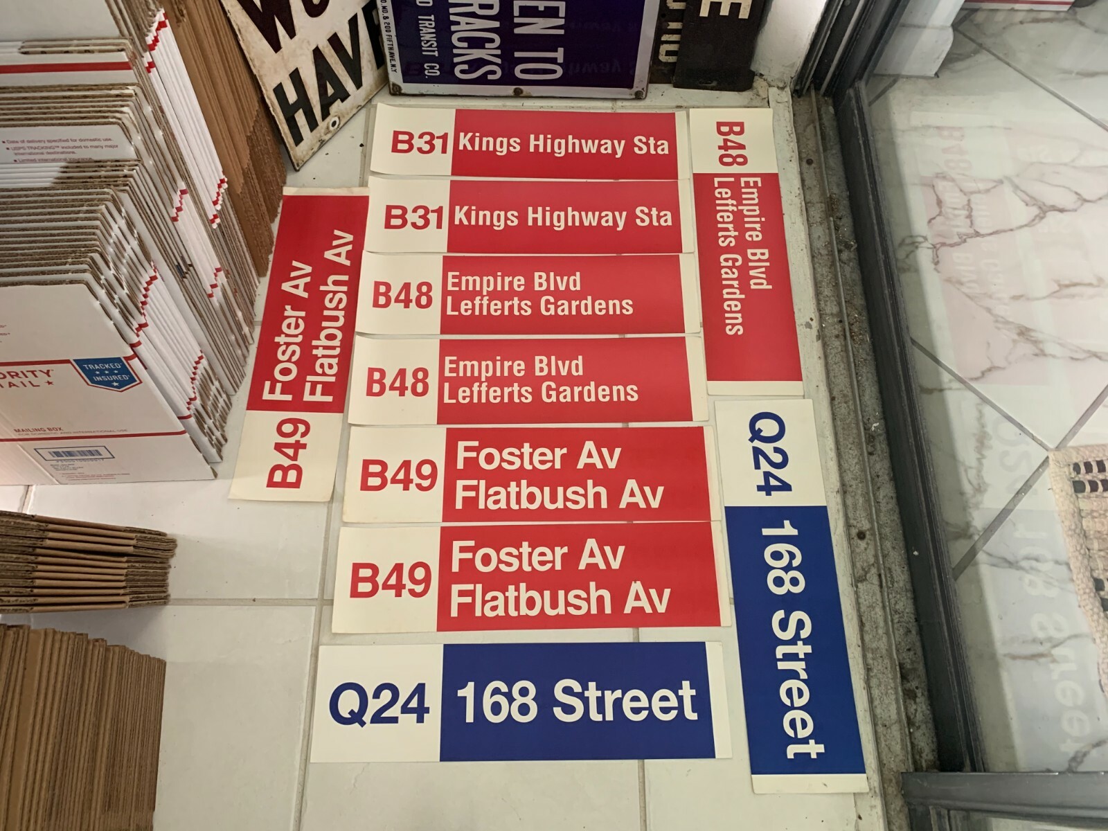 LOT OF 10 NYC BUS SIGNS KINGS HIGHWAY EMPIRE LEFFERTS FOSTER FLATBUSH BROOKLYN