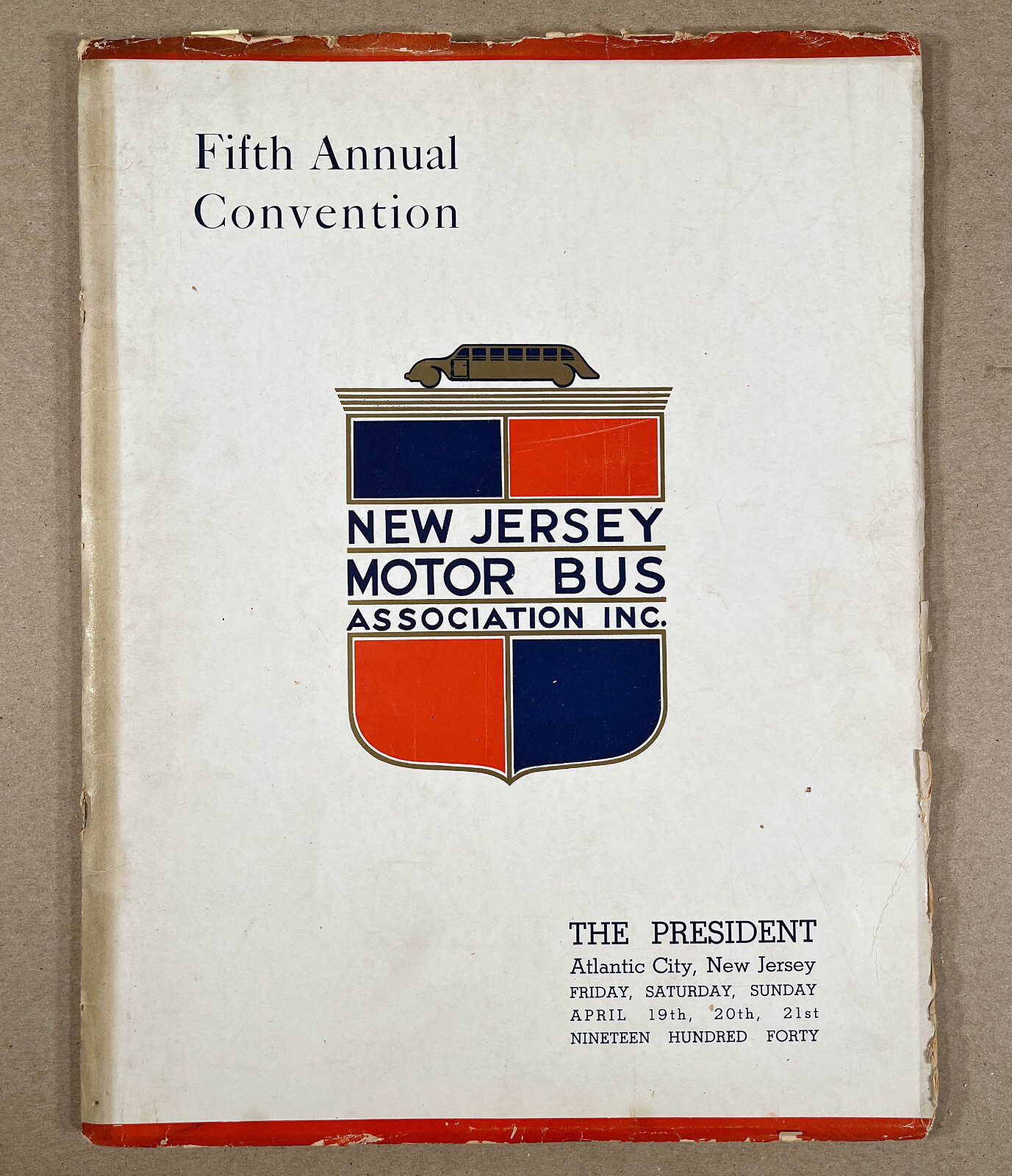 Rare 1940 NEW JERSEY MOTOR BUS ASSN. Convention Souvenir Program Book w/Ads
