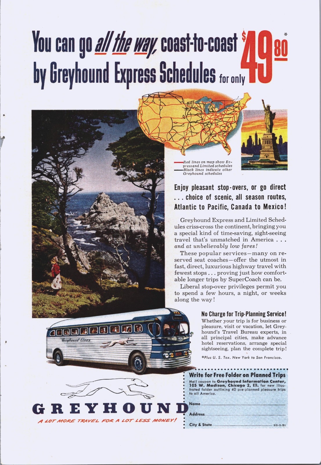 LOT OF 20+ Print Ads Greyhound Trailways Bus Line Travel Vacation MID CENTURY