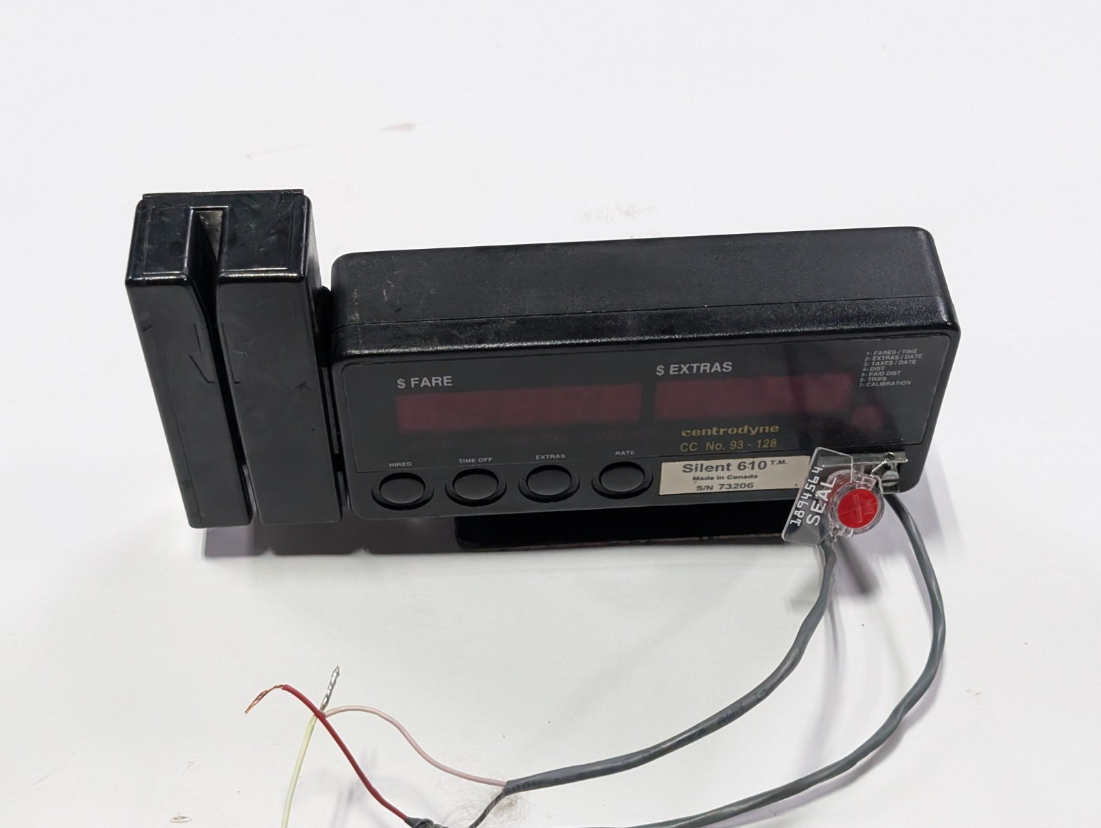 Centrodyne Silent 610 taxi meter- With Mount- Powers Up/Counts Up