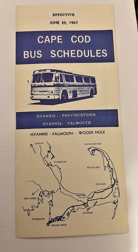 1967 CAPE COD, MA BUS SCHEDULE TIMETABLE HYANNIS FALMOUTH PROVINCETOWN