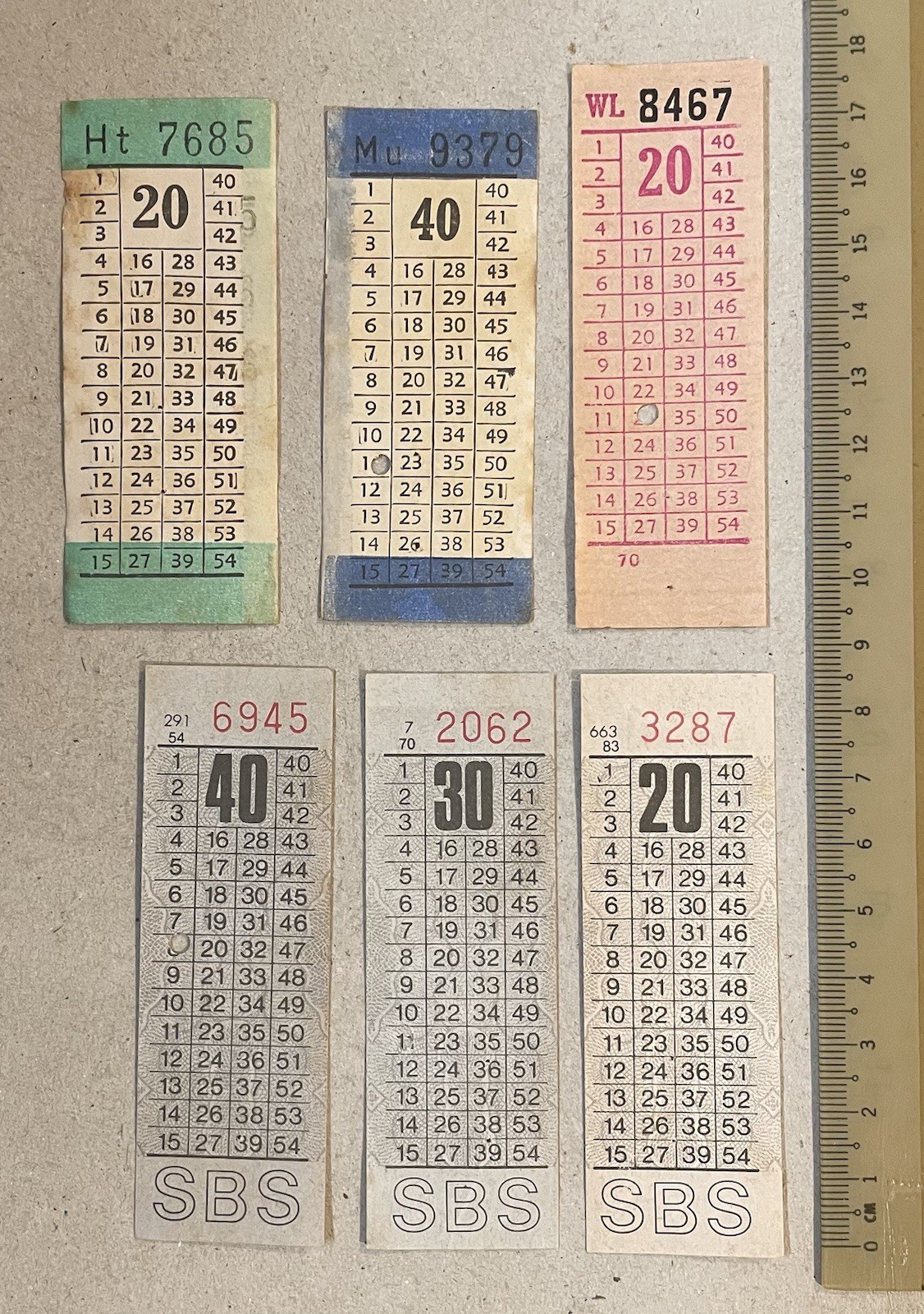 Old SBS Singapore Bus Service Ltd. Bus Ticket x 6 新加坡巴士有限公司
