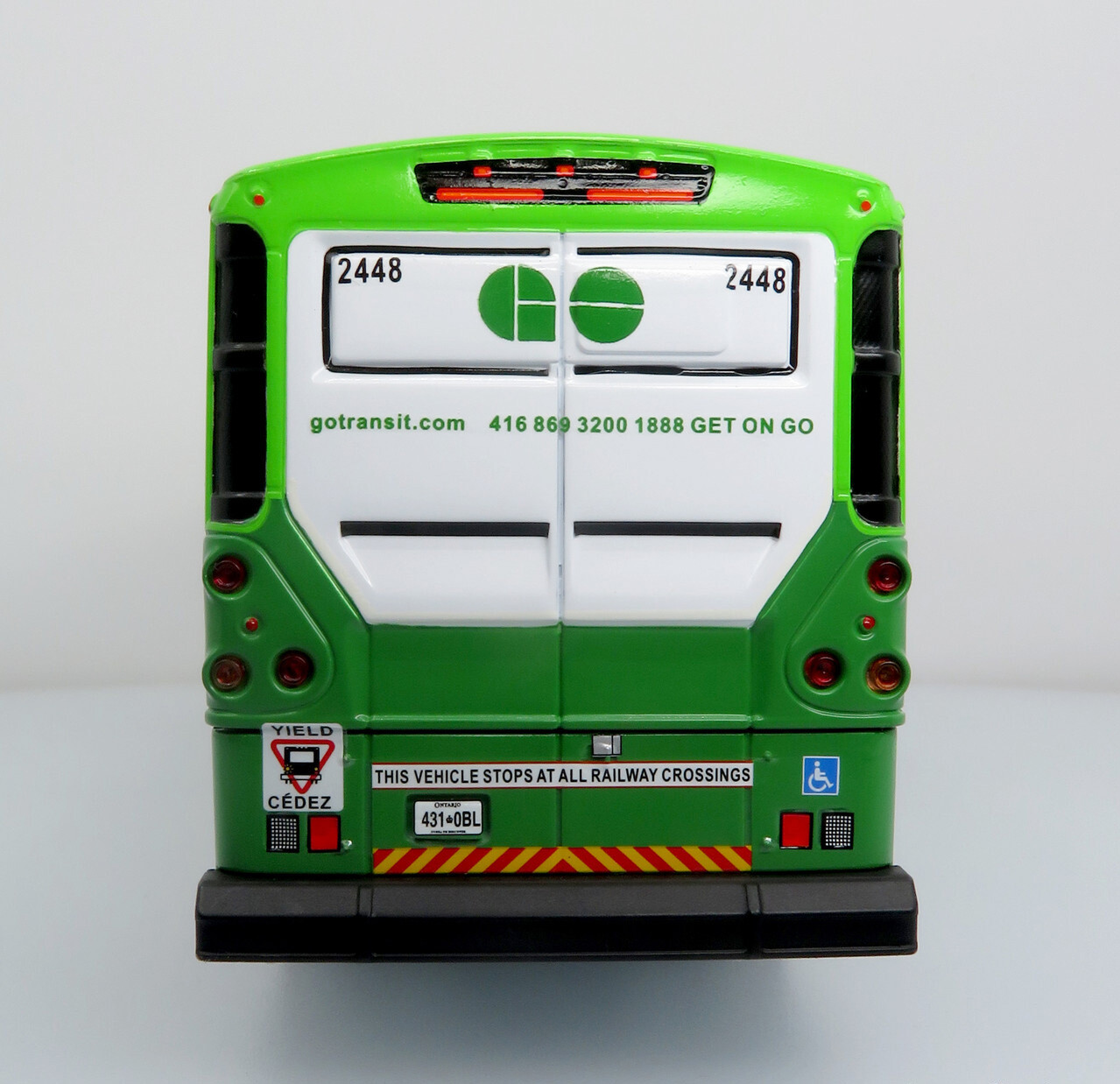 MCI D4500CT Coach Bus GO Transit Canada 1:50 Scale Iconic Replicas made of ABS