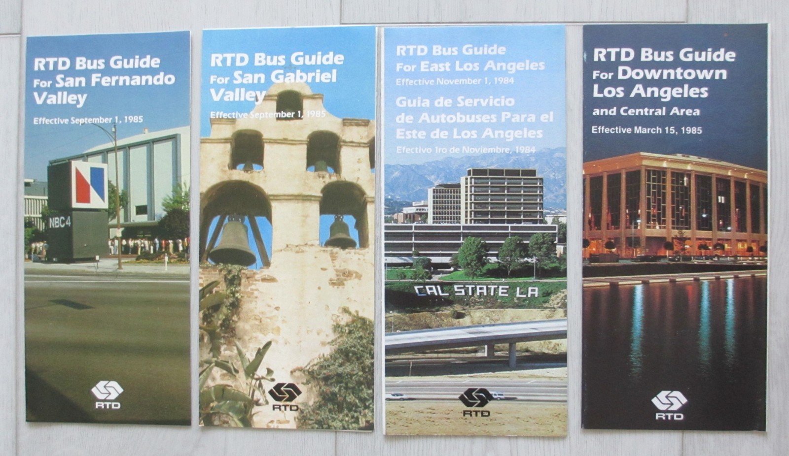 Lot of 4 Vintage 1980s Los Angeles RTD Bus Guides Maps San Gabriel Valley CA