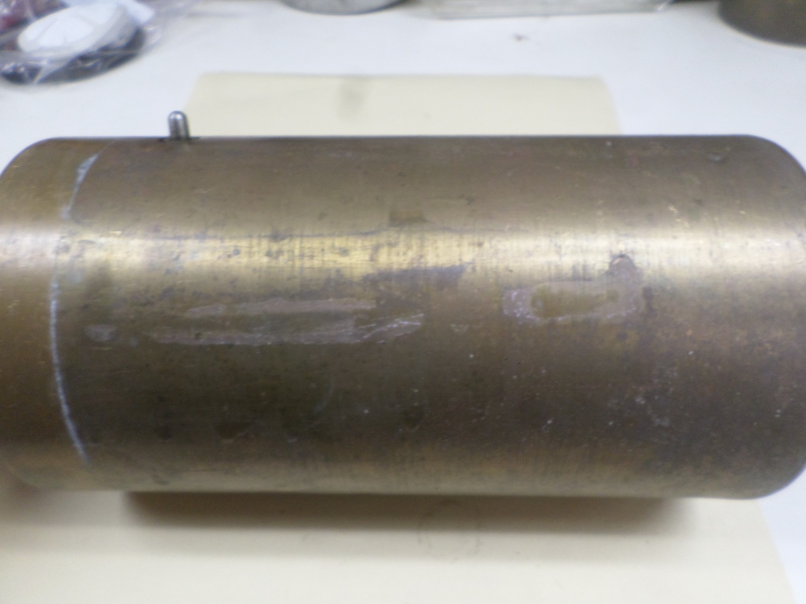 Vintage Diamond Mfg Brass Fare Box Money Vault Cylindrical 9″ X 4-3/4″ #148 DART
