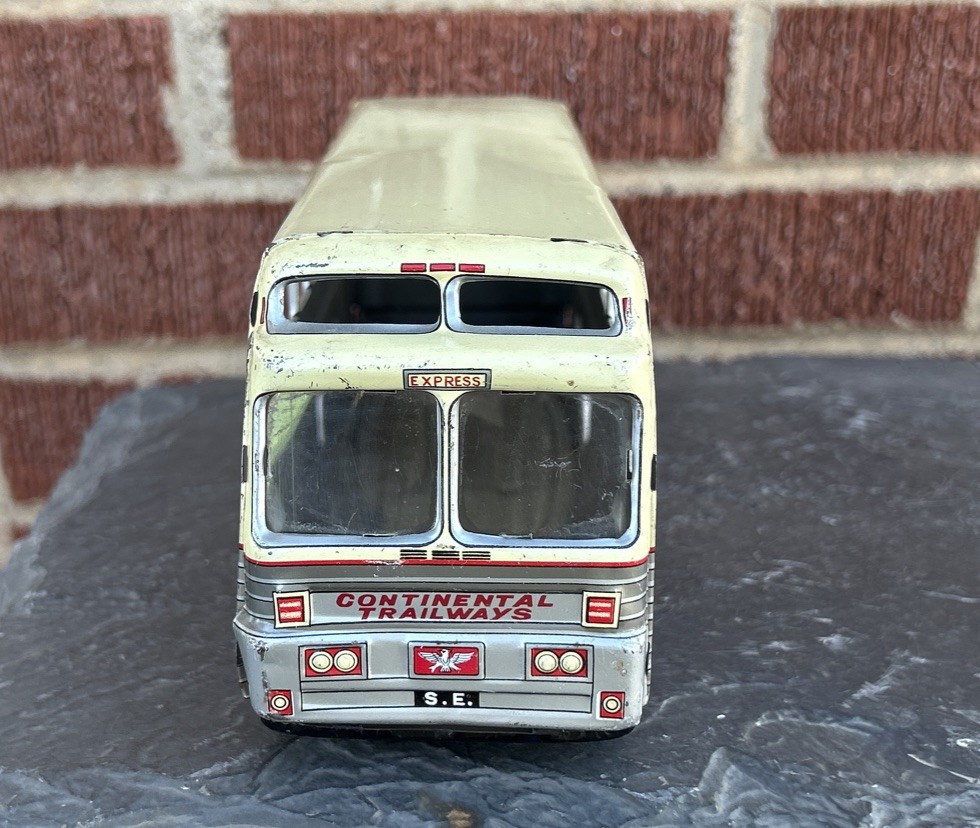 Vtg 1960s Continental Trailways Metal Friction 11 inch Bus Works Nice Condition