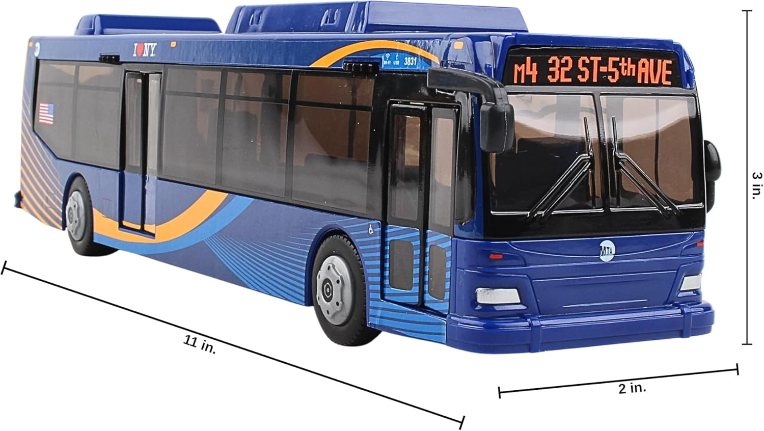 MTA Bus – 11-Inch Single Bus in New Blue Livery – Officially Licensed Friction-P