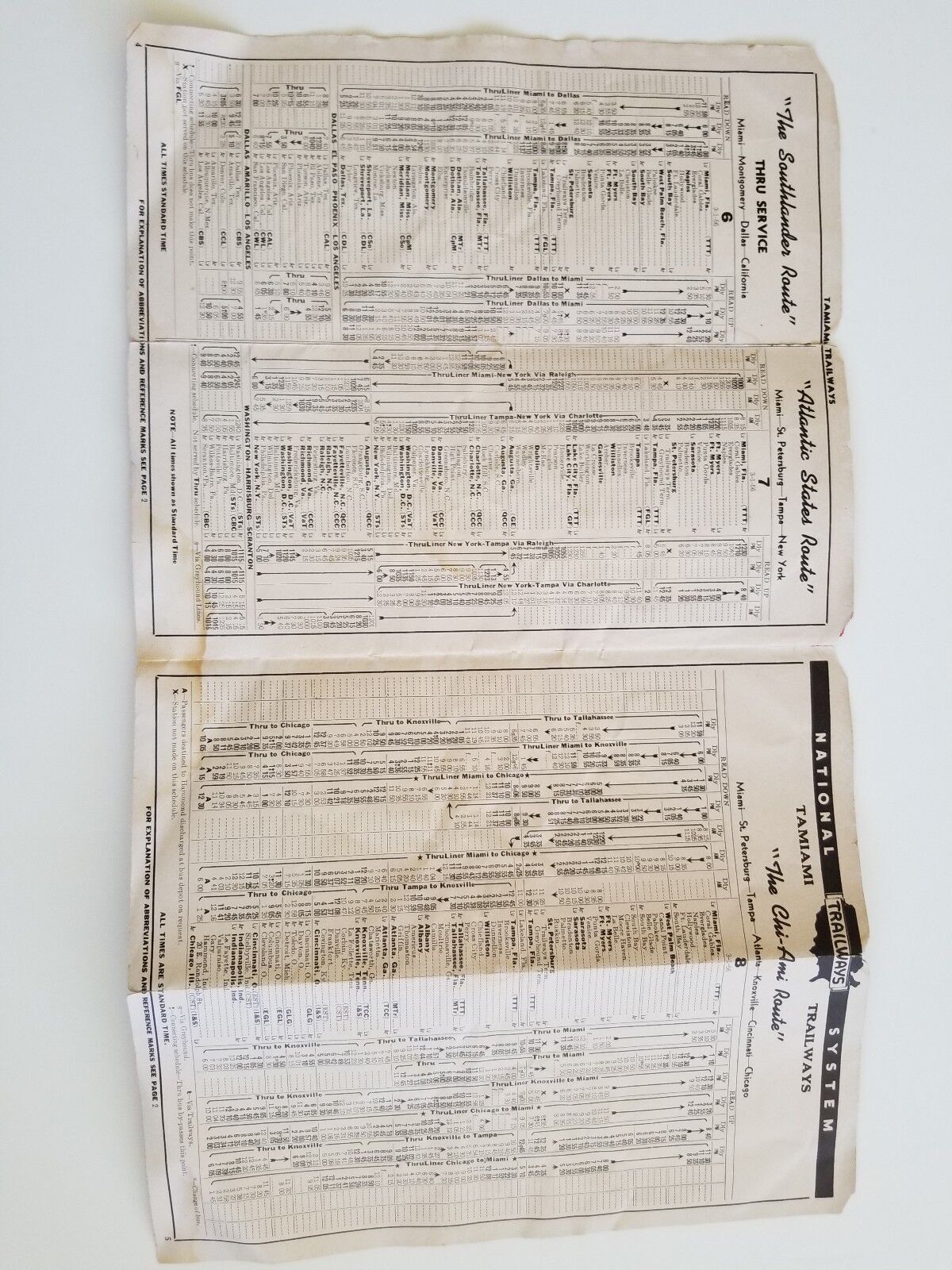 Trailways Tamiami Bus TimeTables 1956 Florida Map Advertisement