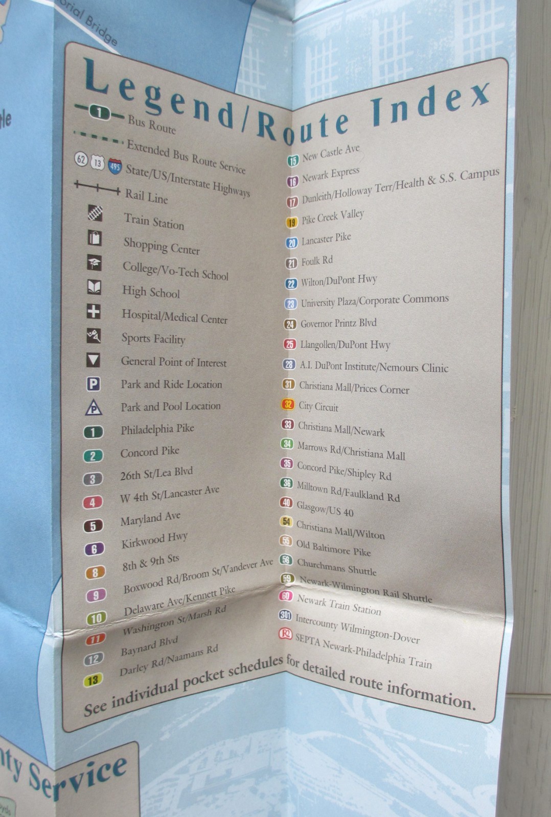 Vintage August 1998 Delaware Area Transit Dart New Castle County Bus System Map