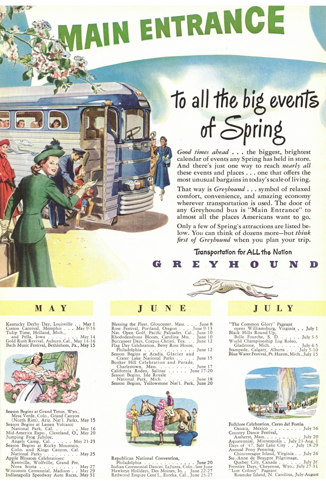 1948 GREYHOUND BUS Vintage Print Ad Americana
