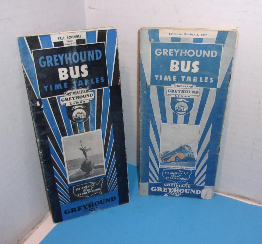 2 Vintage 1930’s BOOKLETS Pamphlet GREYHOUND BUS LINES TIME TABLE Travel