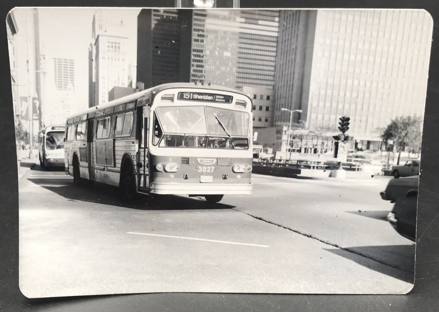 Chicago Transit Authority Bus CTA #3827 Route 151 Sheridan B&W Photograph