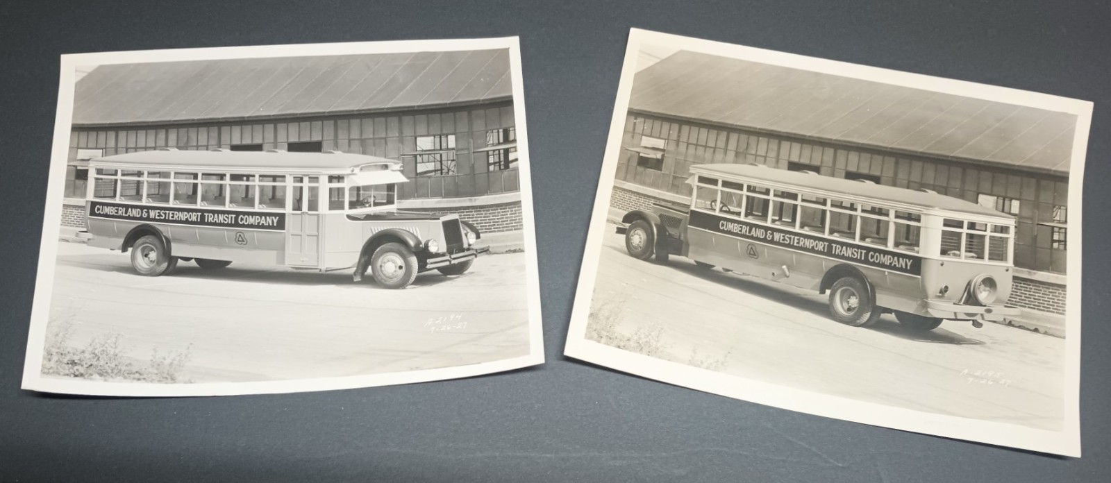 Two c1927 8x10s Mack AL Bus Cumberland & Westernport Transit Company : Maryland