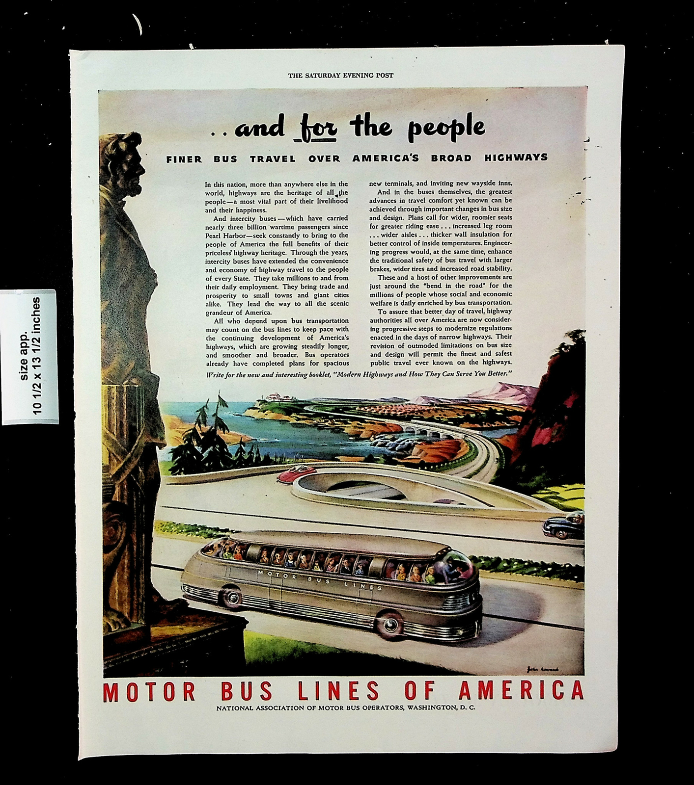 1945 Motor Bus Lines America Travel Highways For People Vintage Print Ad 25909