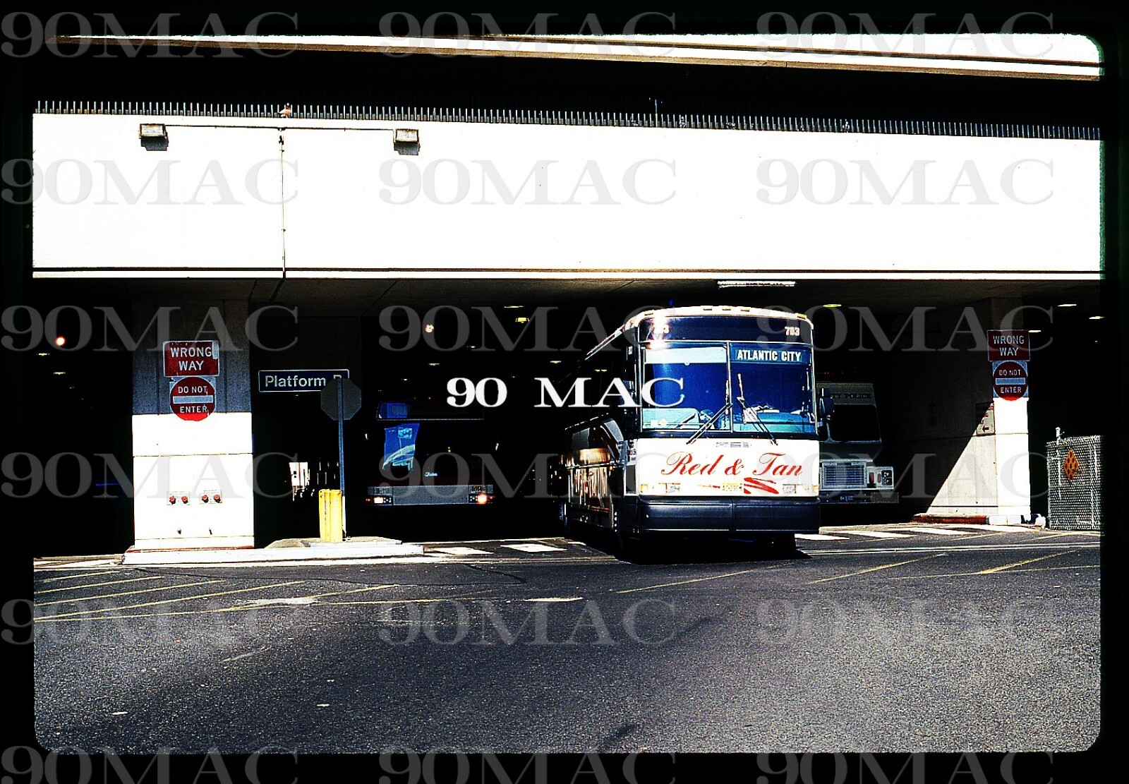 Red & Tan (NJ) MCI bus #703 Ektachrome original Kodak slide 1982.